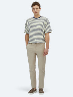 Bej Dokuma Regular Fit Casual Pamuk Karışımlı Pantolon