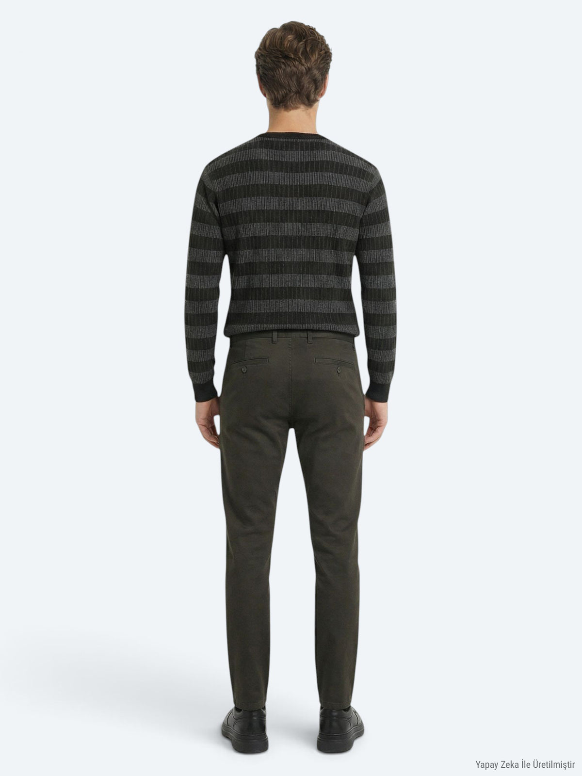 Haki Düz Dokuma Regular Fit Casual Pamuk Karışımlı Pantolon