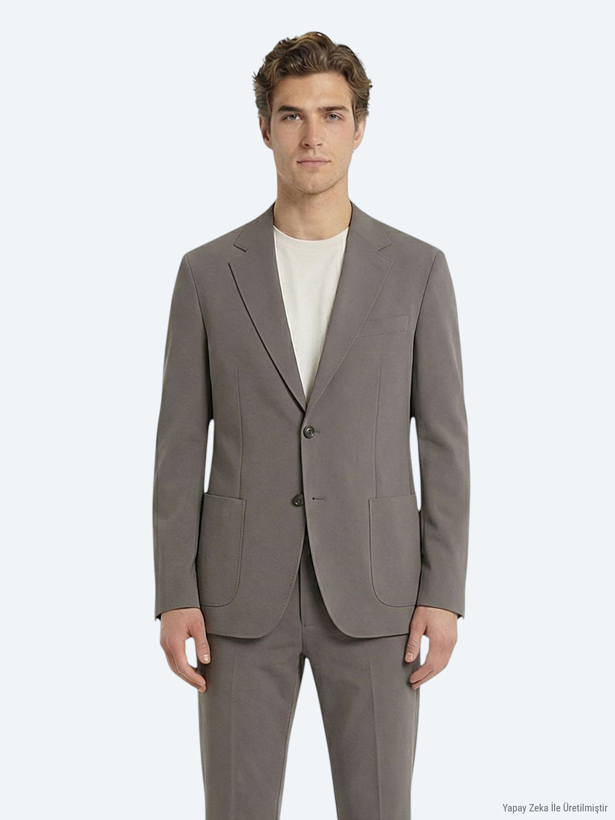 Haki Düz Modern Fit Takım Elbise
