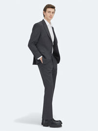 Antrasit Çizgili Modern Fit Yün Karışımlı Takım Elbise