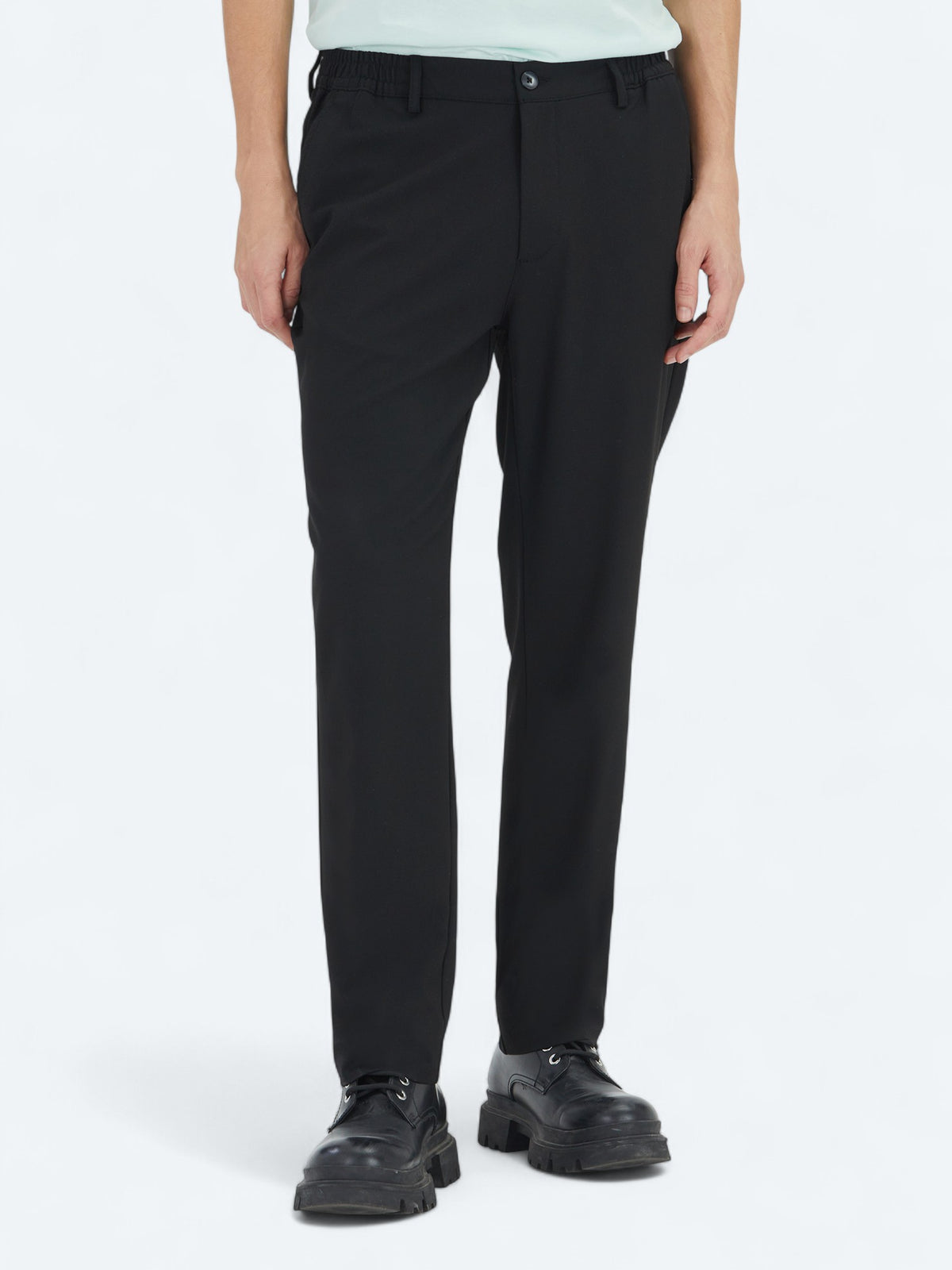 Siyah Düz Dokuma Jogging Fit Casual Pantolon