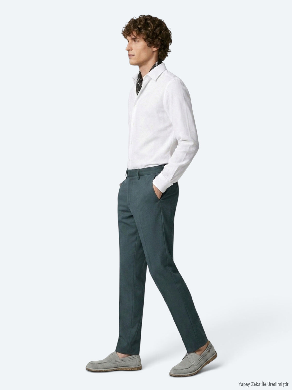 Haki Düz Dokuma Regular Fit Casual Pantolon