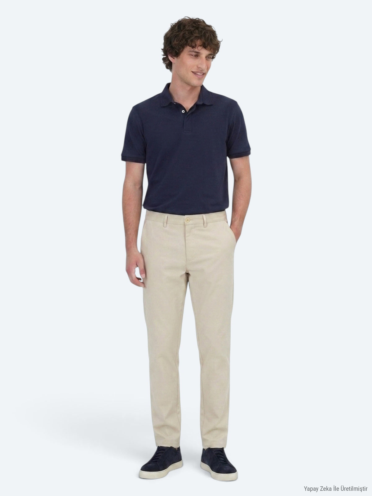 Bej Düz Dokuma Regular Fit Casual Pantolon