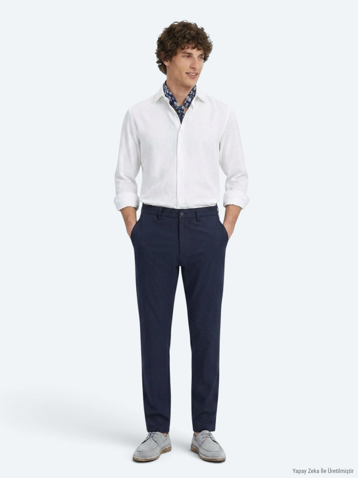 Lacivert Düz Dokuma Regular Fit Casual Pantolon