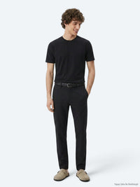 Siyah Düz Dokuma Regular Fit Casual Pantolon