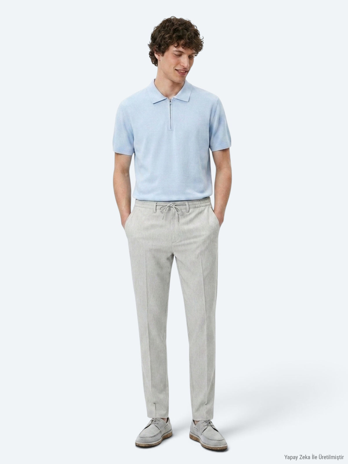 Gri Düz Dokuma Jogging Fit Casual Pantolon