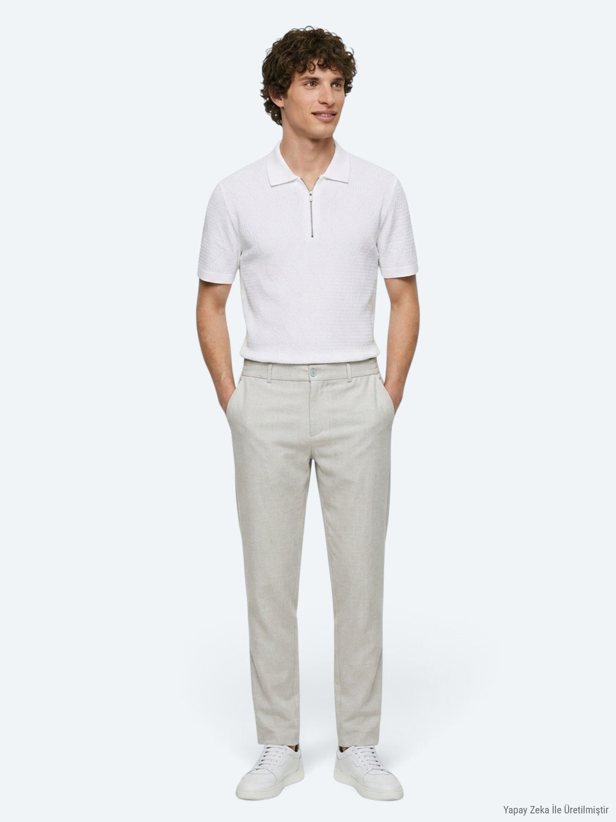 Gri Dokuma Jogging Fit Casual Pantolon