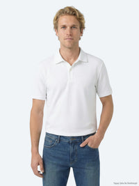 Beyaz Düz Polo Yaka Pamuk Karışımlı T-Shirt