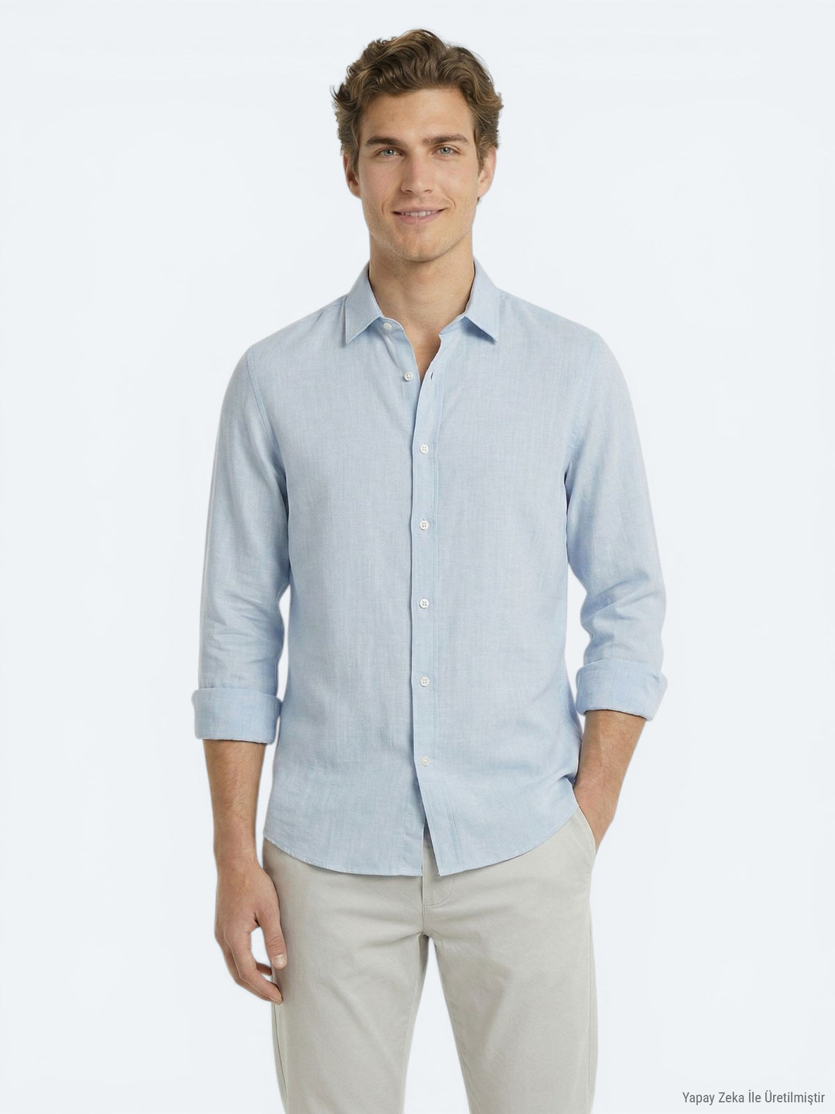 Gri Düz Regular Fit Uzun Dokuma Casual %100 Pamuk Gömlek