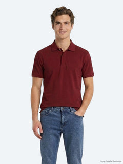 Bordo Düz %100 Pamuk T-Shirt