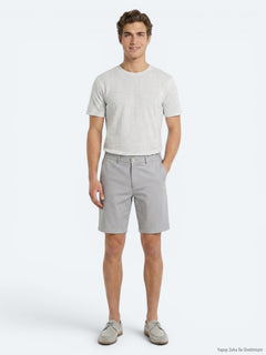 Gri Düz Kumaş Jogging Fit Casual Bermuda