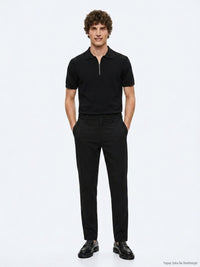 Siyah Dokuma Jogging Fit Casual Pantolon