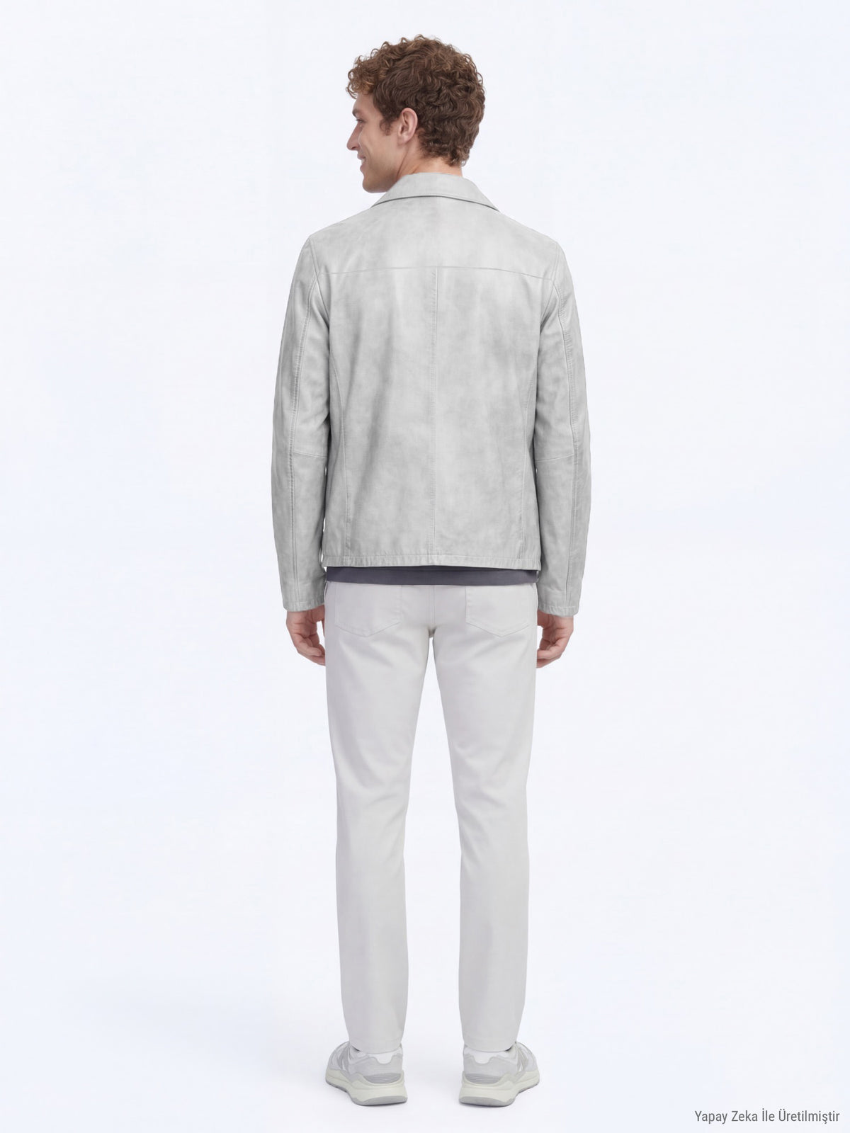 Gri Regular Fit Gömlek Yaka Smart Casual Çift Taraflı Deri Mont