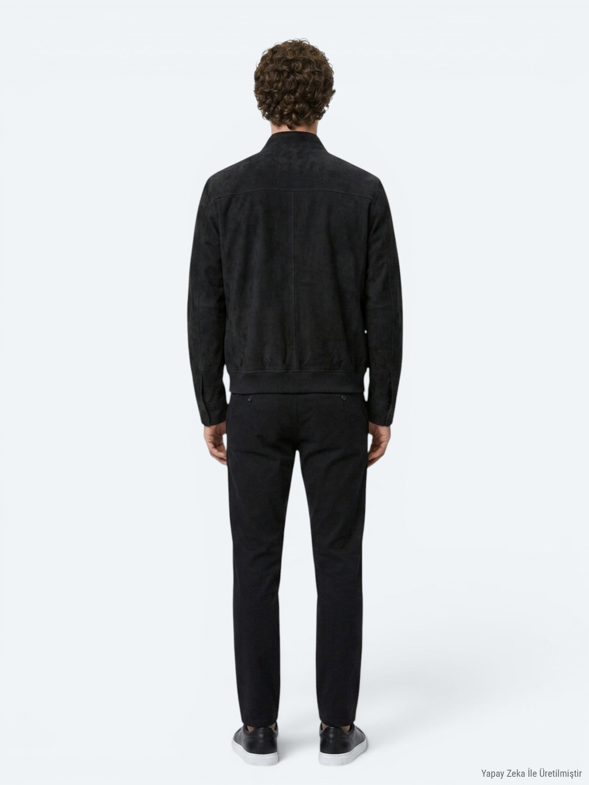Haki Regular Fit Dik Yaka Smart Casual Çift Taraflı Deri Mont