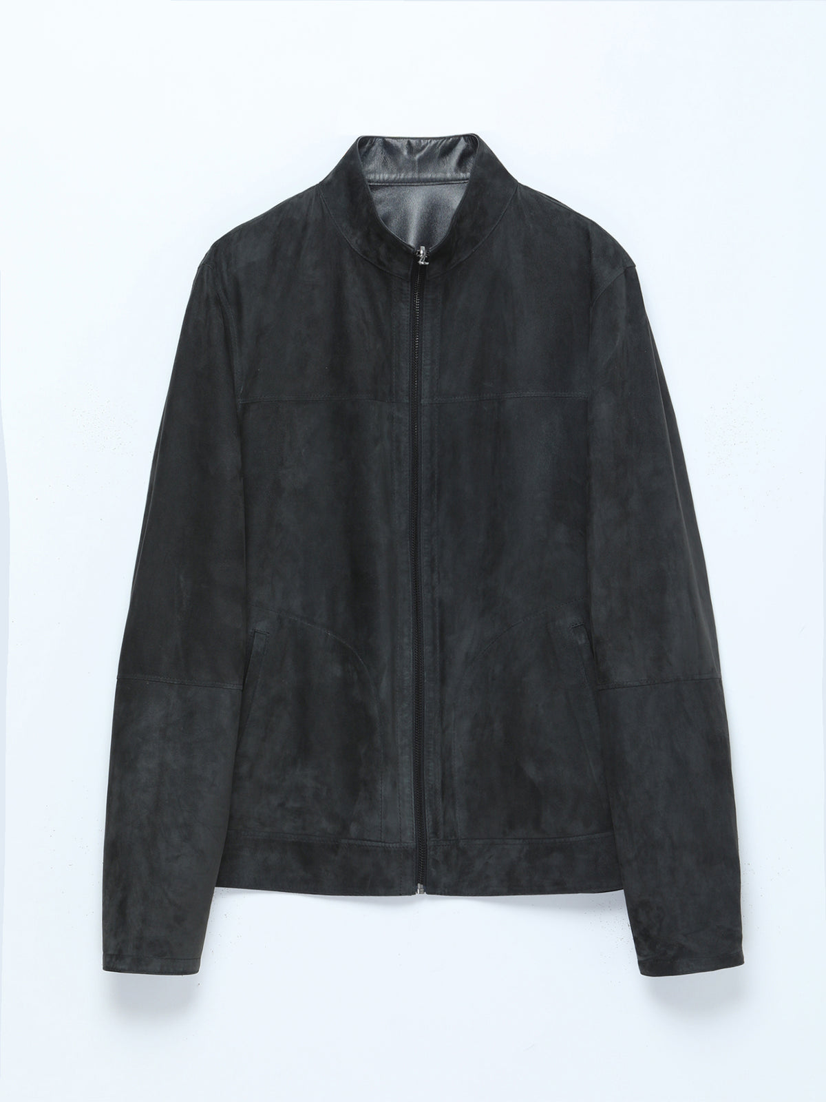 Antrasit Regular Fit Dik Yaka Smart Casual Çift Taraflı Deri Mont