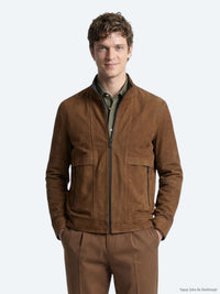 Karamel Regular Fit Dik Yaka Casual Deri Mont