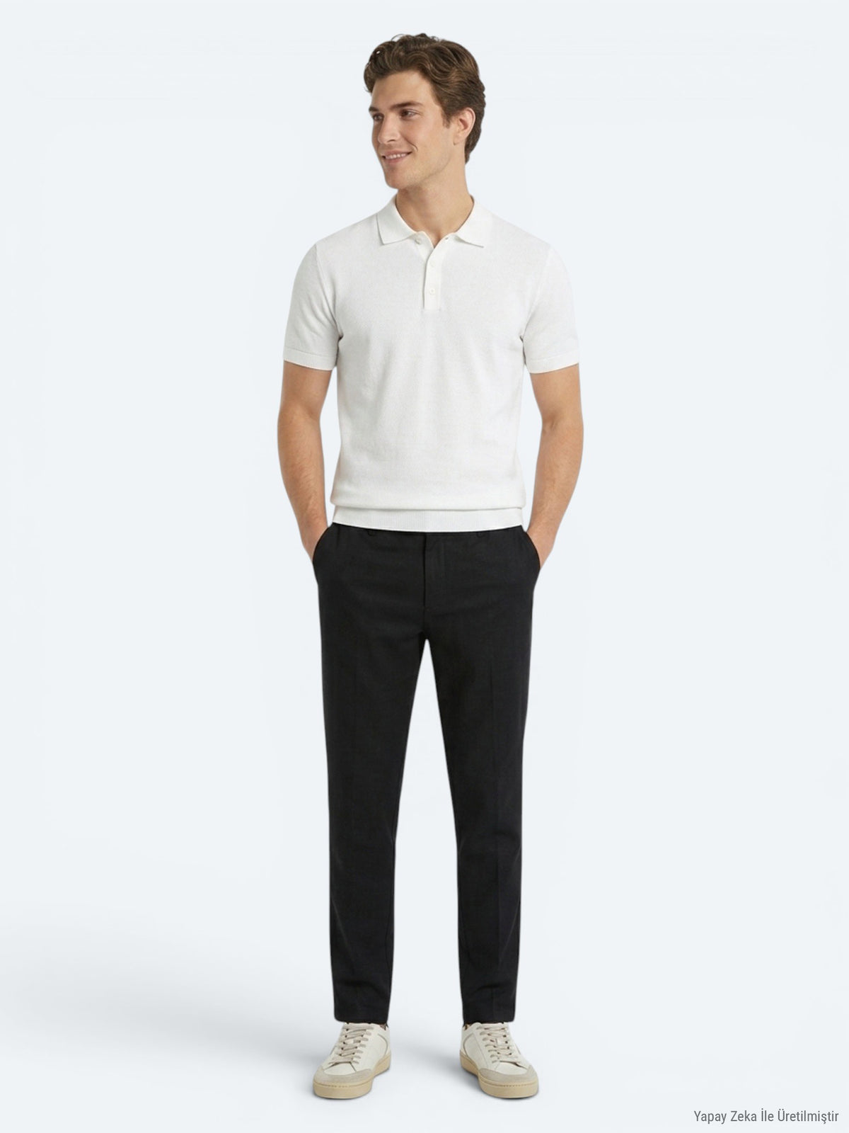 Siyah Dokuma Relaxed Fit Casual Pamuk Karışımlı Pantolon