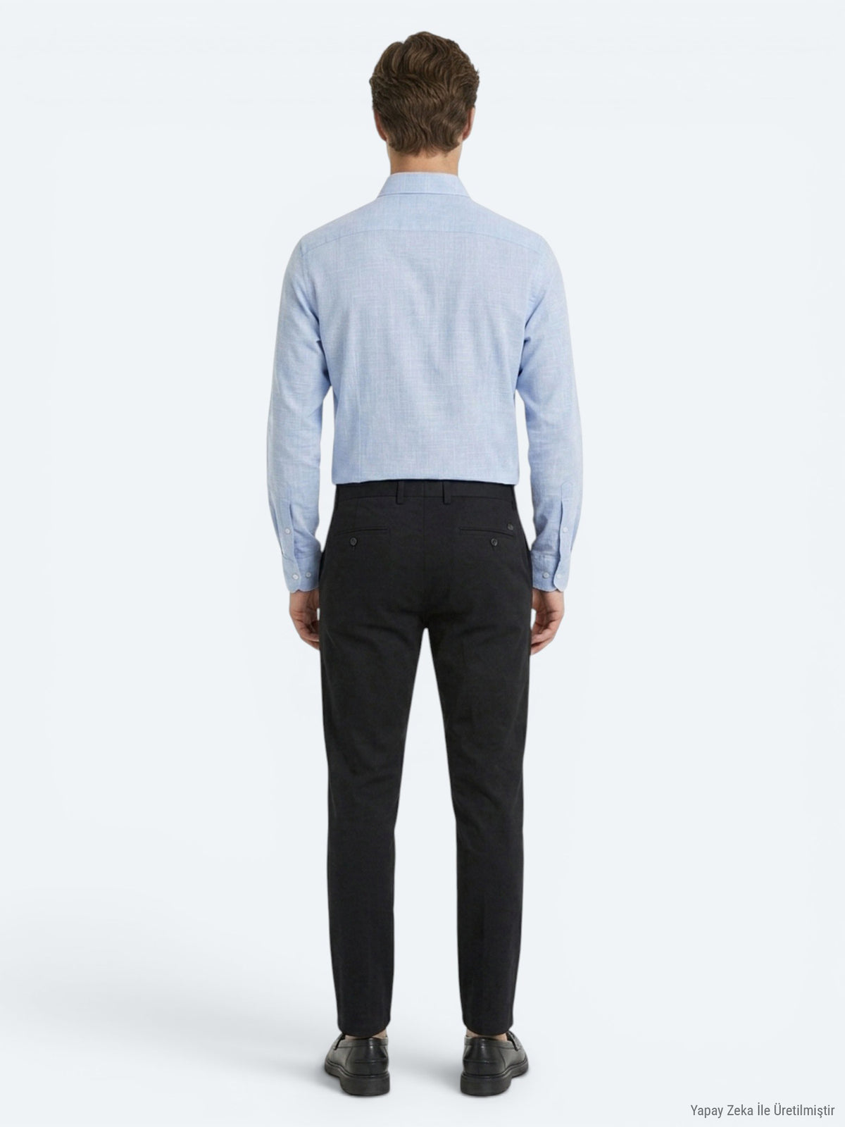 Siyah Düz Dokuma Jogging Fit Casual %100 Keten Pantolon