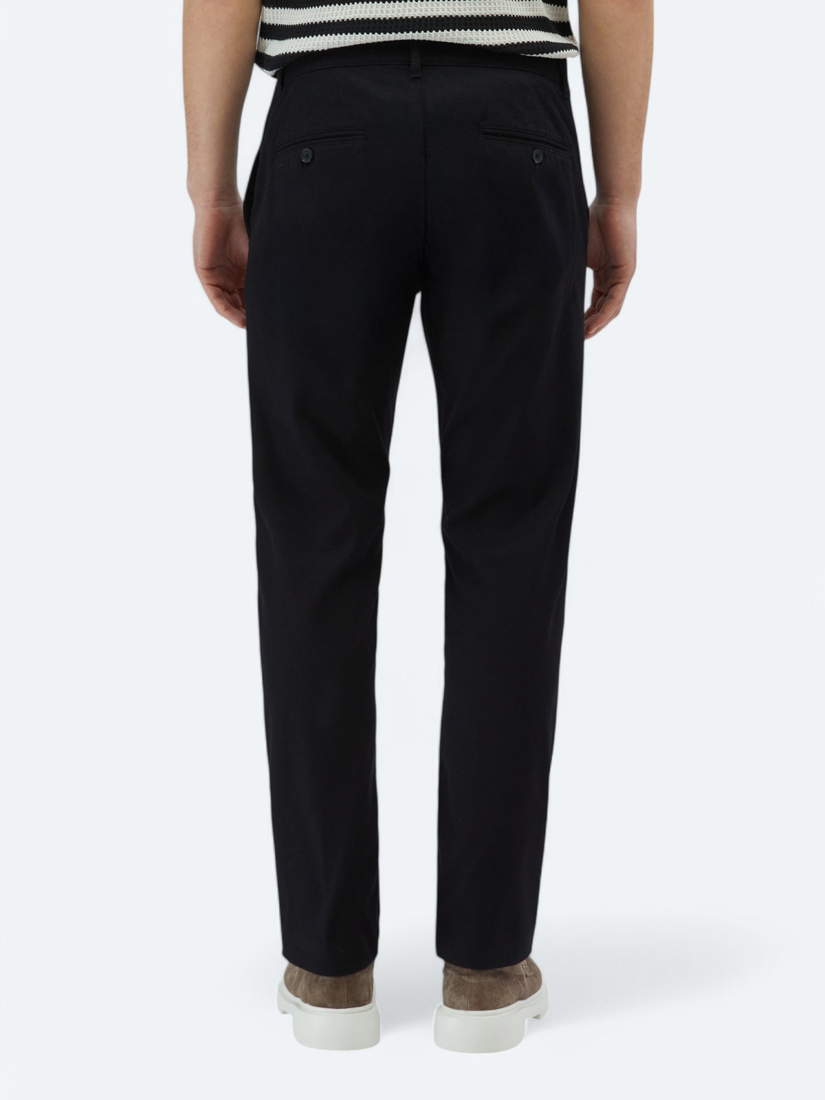 Siyah Dokuma Regular Fit Casual Pamuk Karışımlı Pantolon