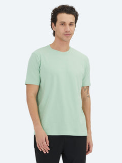 Mint Düz Bisiklet Yaka %100 Pamuk T-Shirt