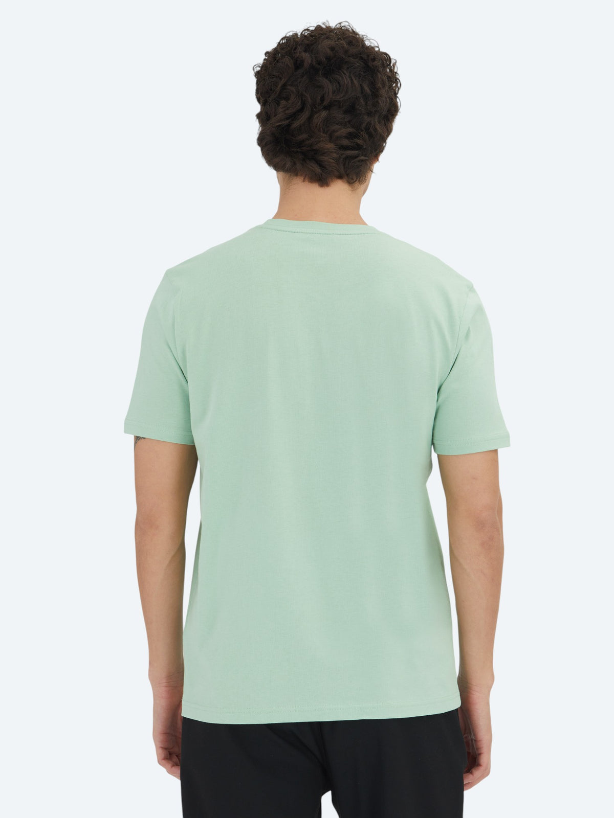 Mint Düz Bisiklet Yaka %100 Pamuk T-Shirt