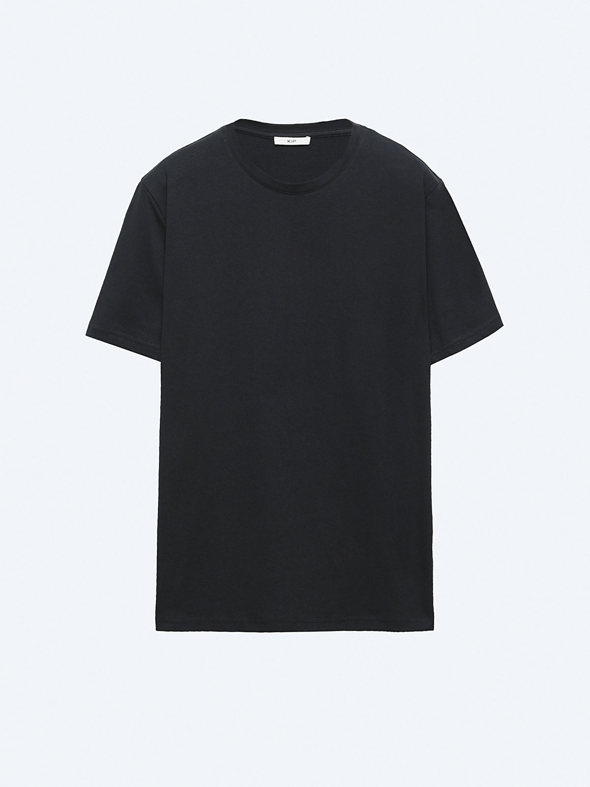 Siyah Düz Bisiklet Yaka %100 Pamuk T-Shirt