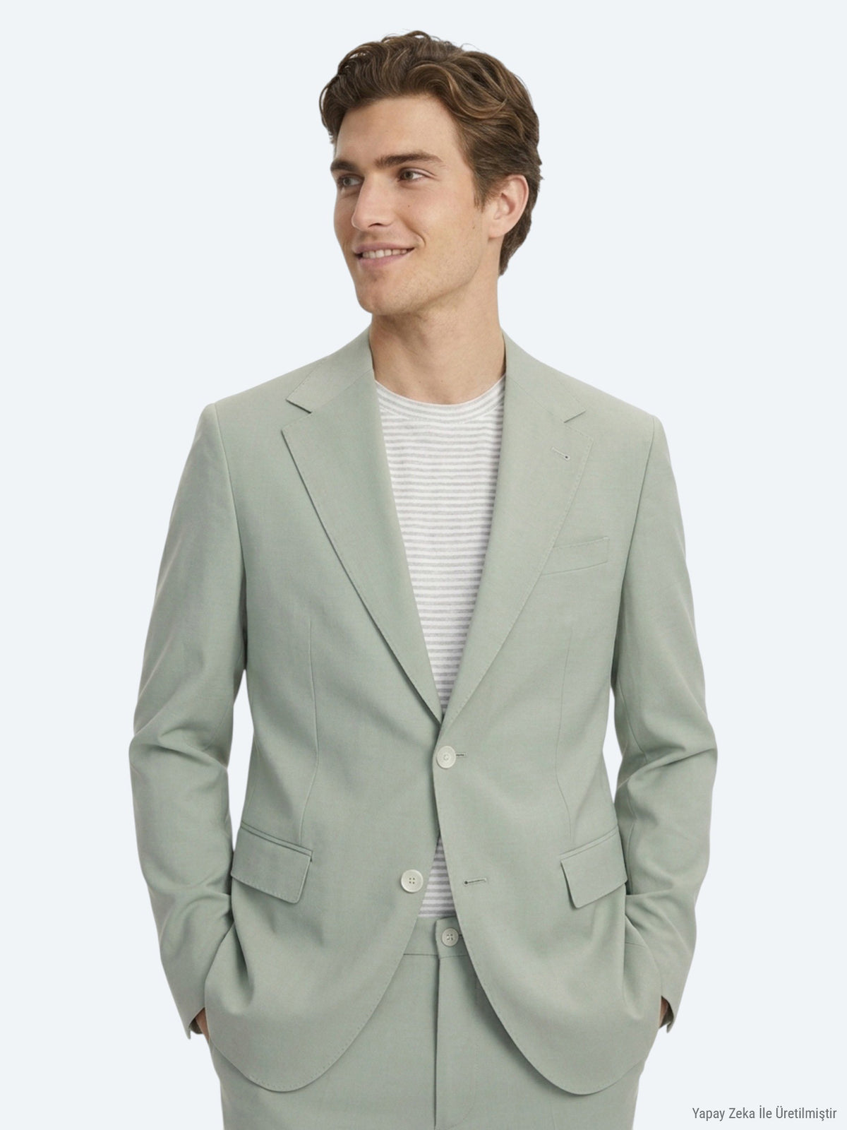Haki Düz Modern Fit Takım Elbise
