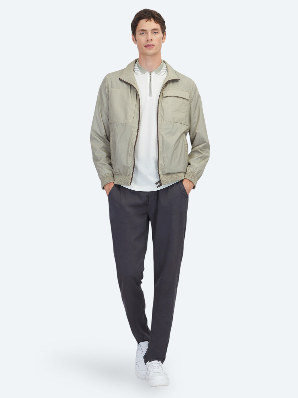 Vizon Regular Fit Dik Yaka Casual Dokuma Mont