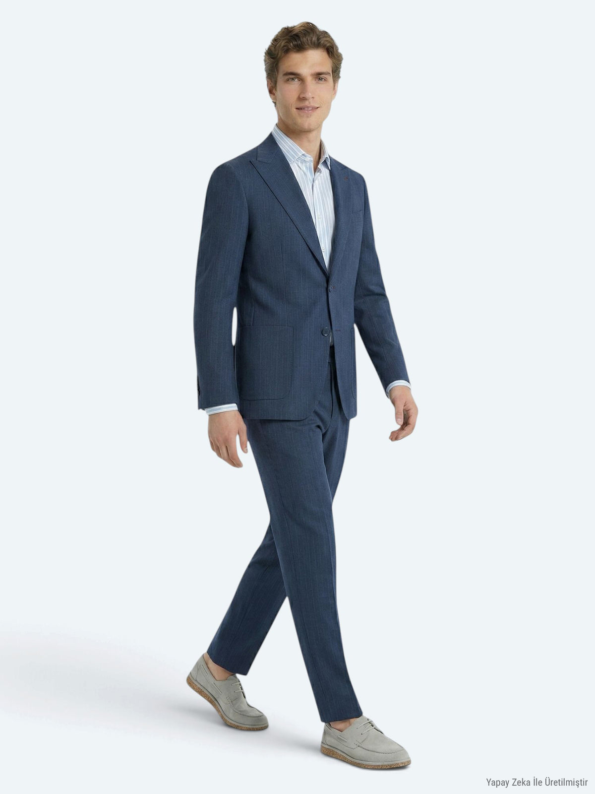 Mavi Çizgili Comfort Fit Takım Elbise