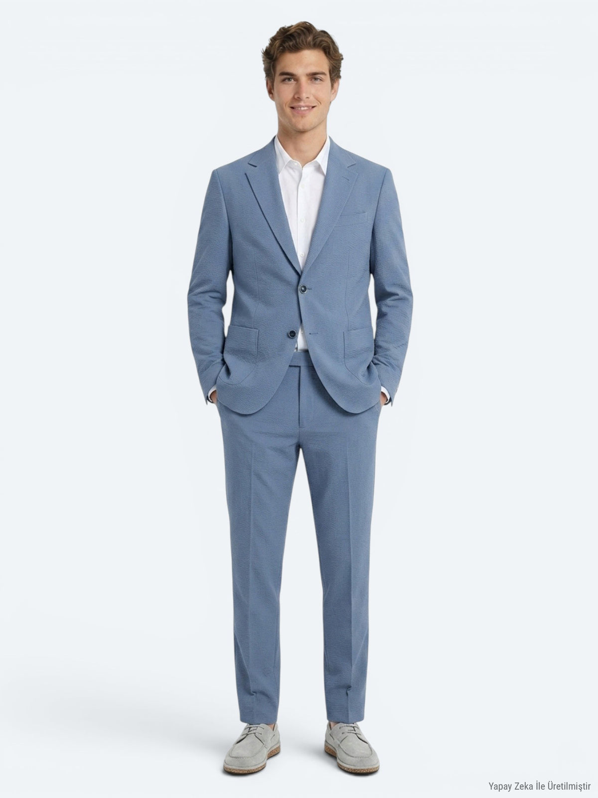 Mavi Çizgili Modern Fit Takım Elbise