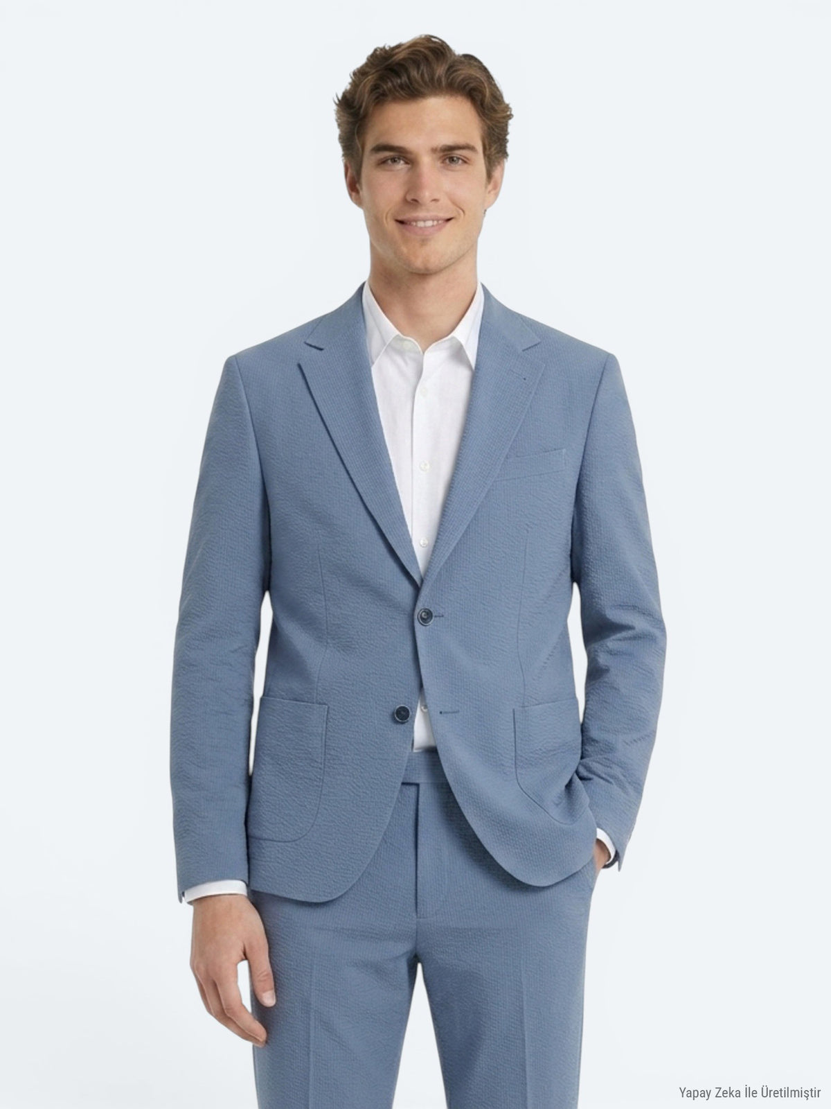 Mavi Çizgili Modern Fit Takım Elbise