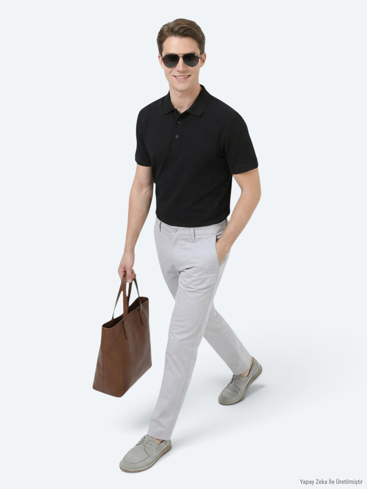 Siyah Düz Polo Yaka %100 Pamuk T-Shirt