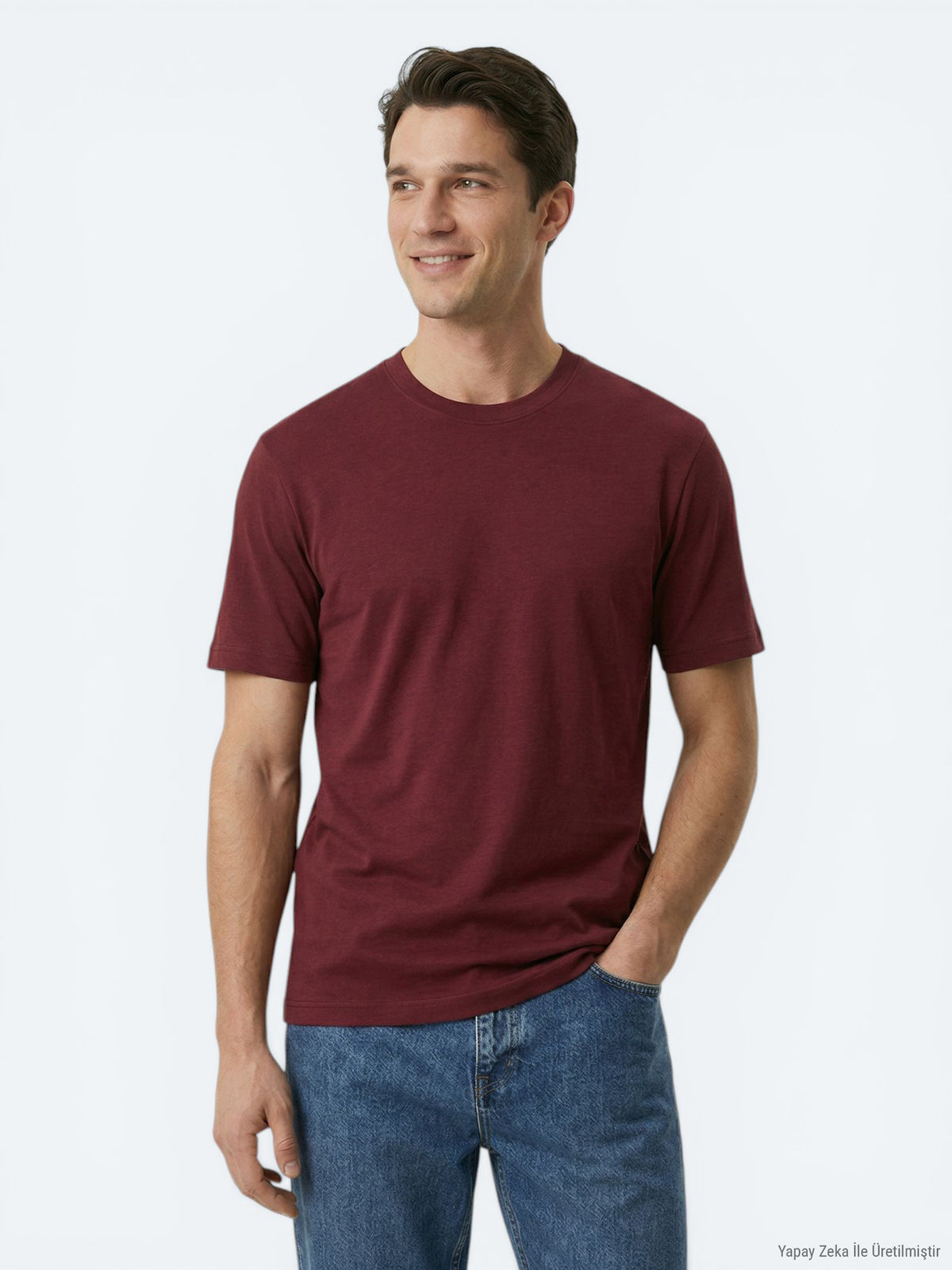 Bordo Düz T-Shirt