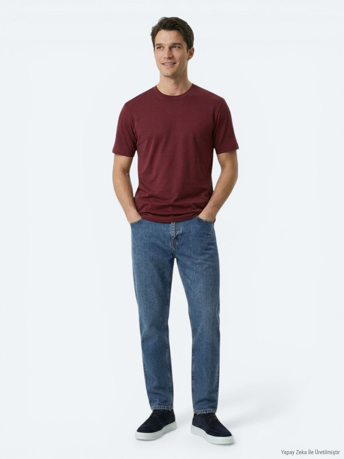 Bordo Düz T-Shirt