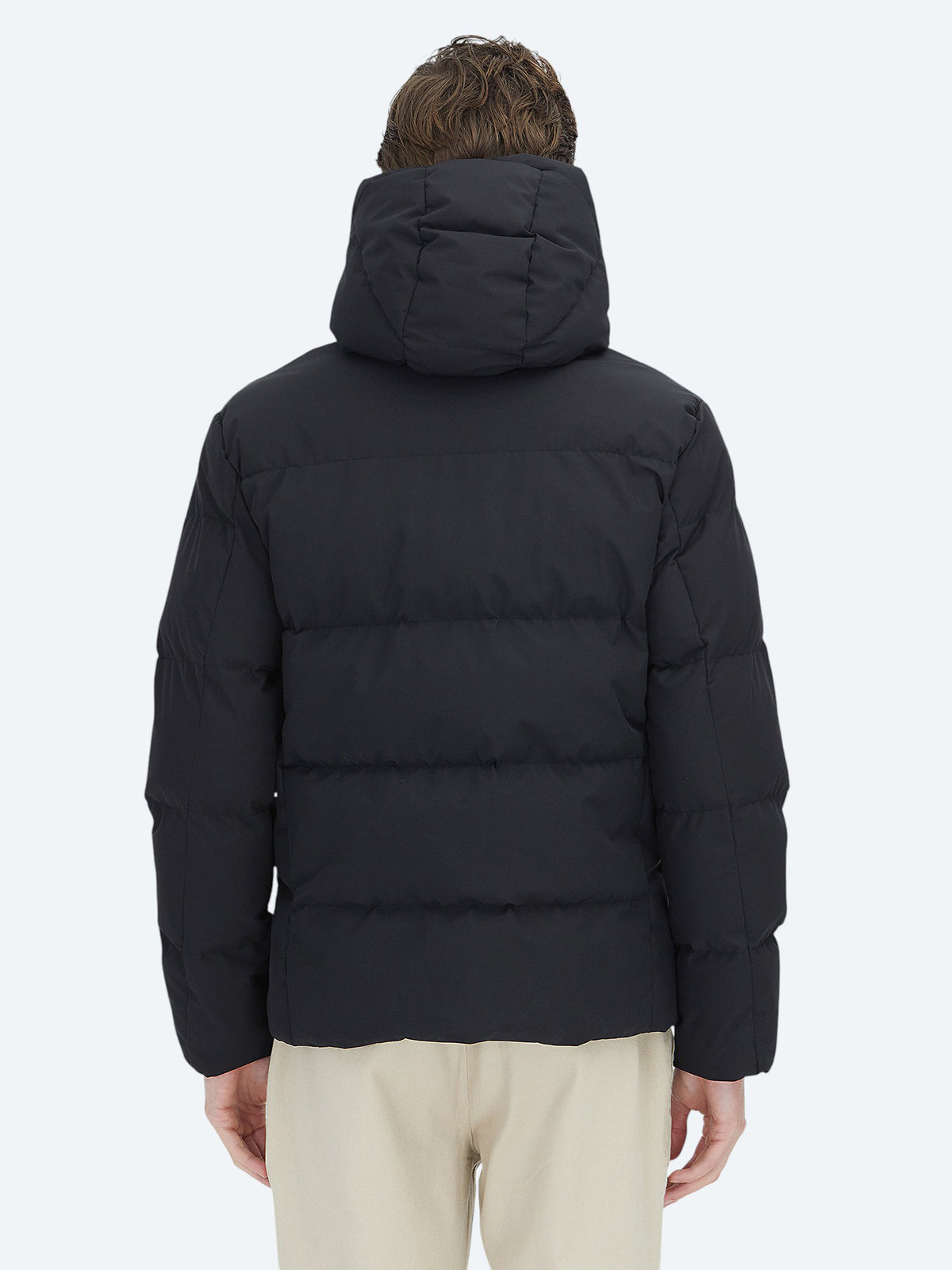 Siyah Regular Fit Kapüşonlu Dokuma Mont