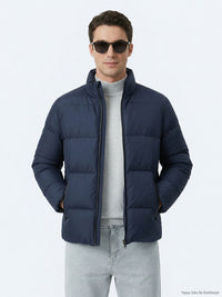 Lacivert Regular Fit Dik Yaka Dokuma Mont