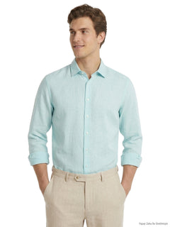 Mint Düz Regular Fit Uzun Dokuma Casual Gömlek