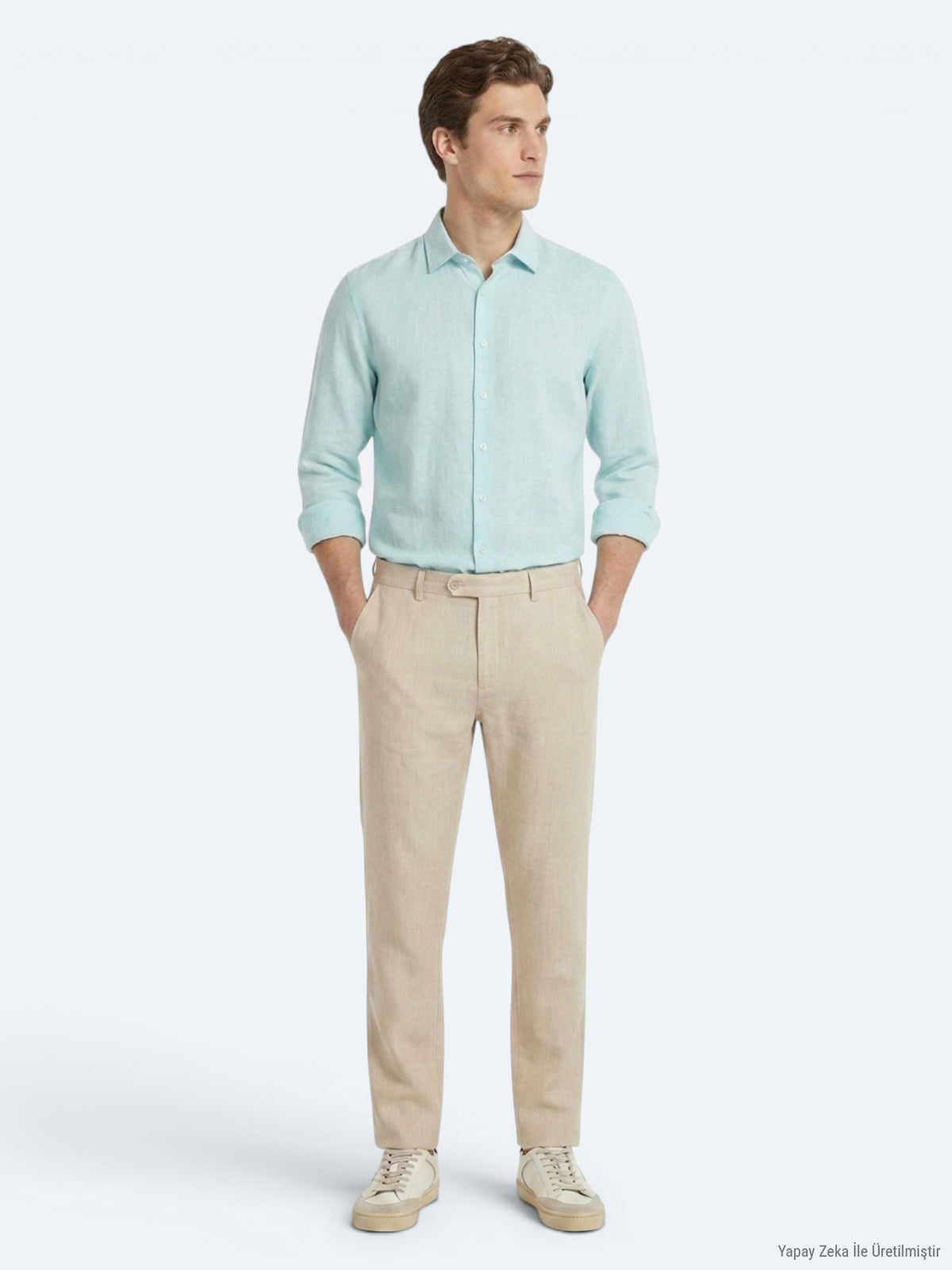 Mint Düz Regular Fit Uzun Dokuma Casual Gömlek