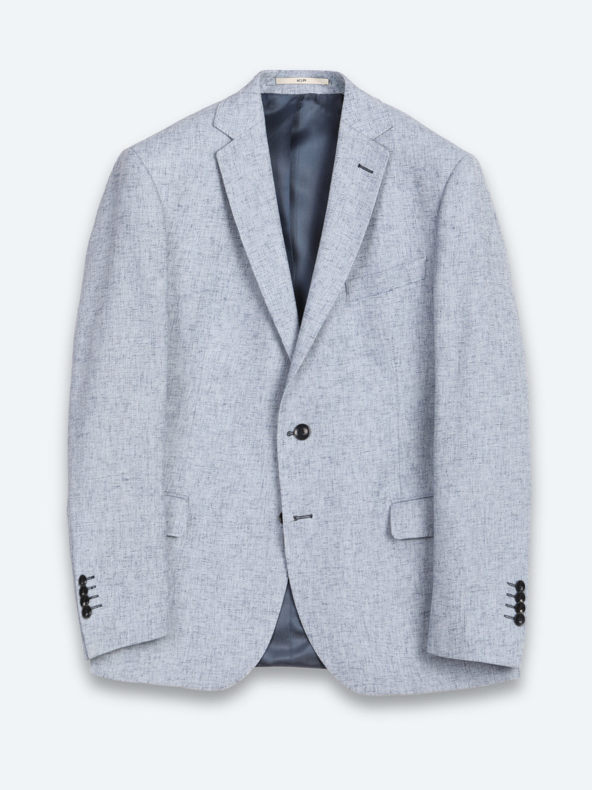Mavi Desenli Regular Fit Keten Karışımlı Ceket