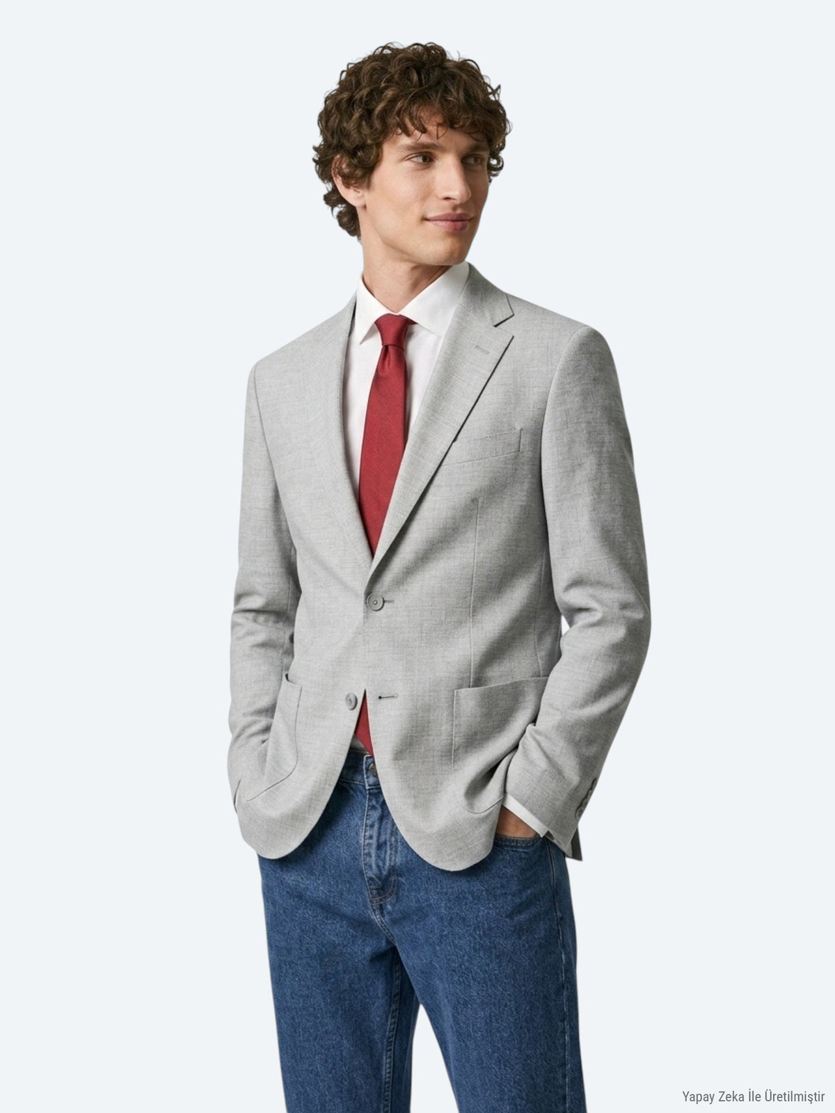 Bej Modern Fit Keten Karışımlı Ceket