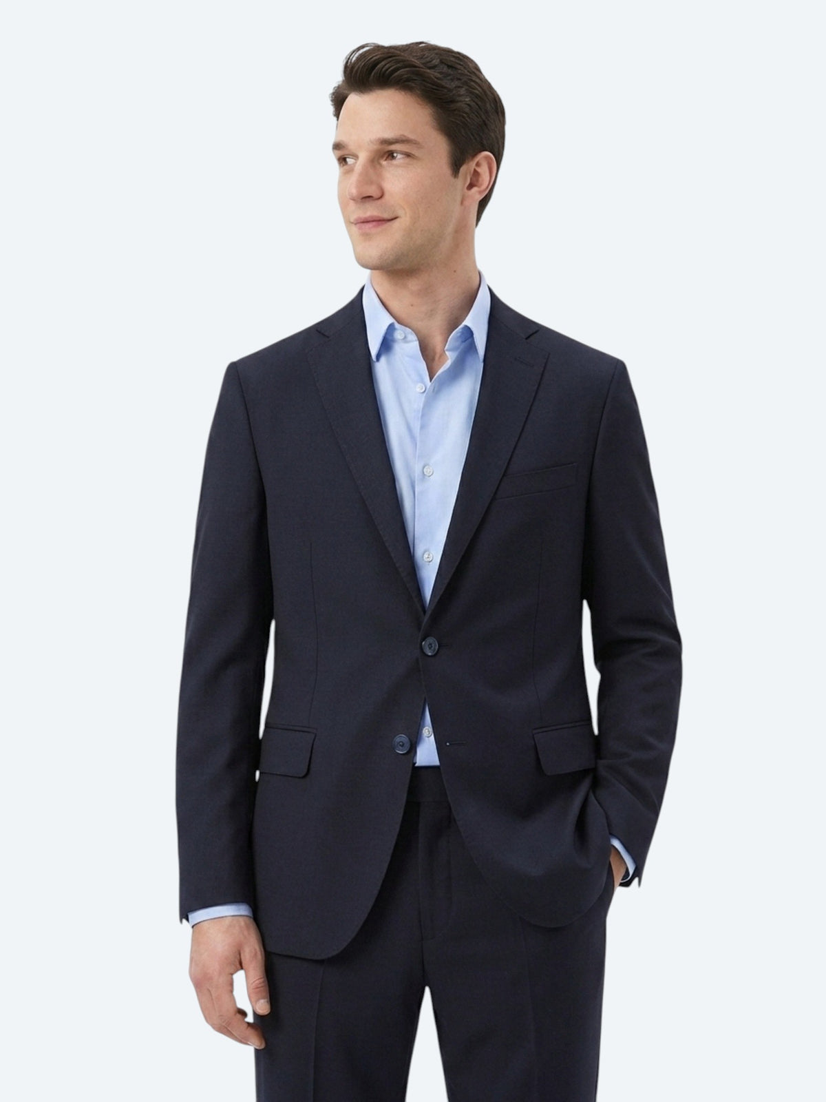 Koyu Lacivert Mikro Slim Fit %100 Yün Takım Elbise