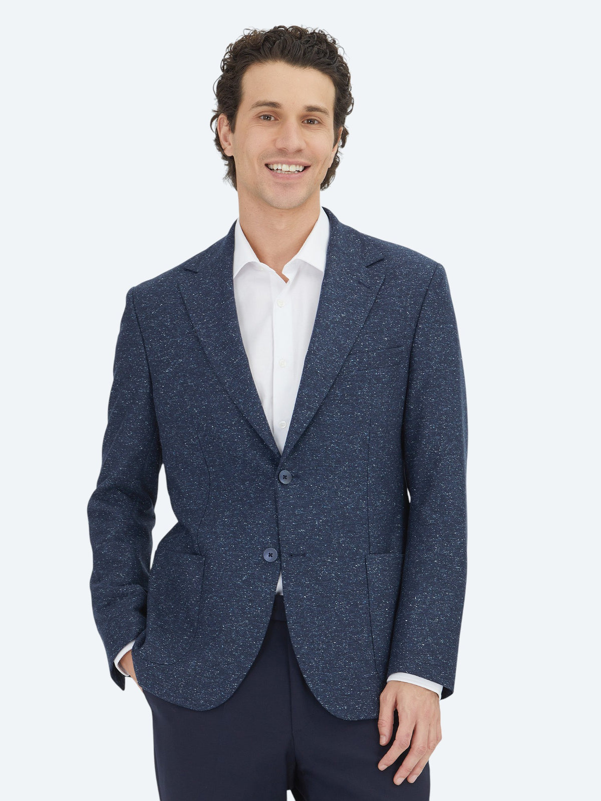 Lacivert Mikro Modern Fit %100 Yün Ceket