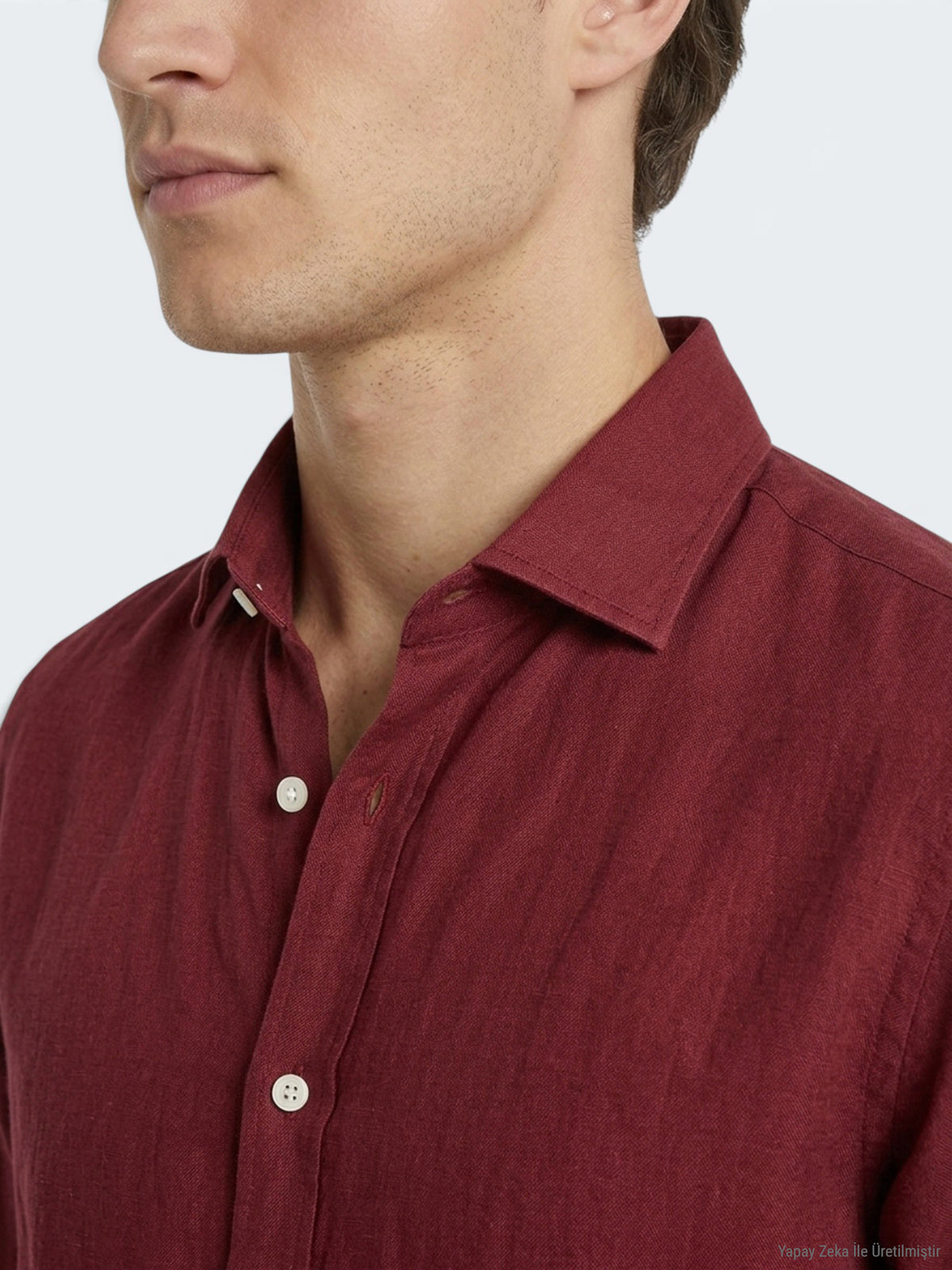 Bordo Düz Regular Fit Uzun Dokuma Casual Pamuk Karışımlı Gömlek