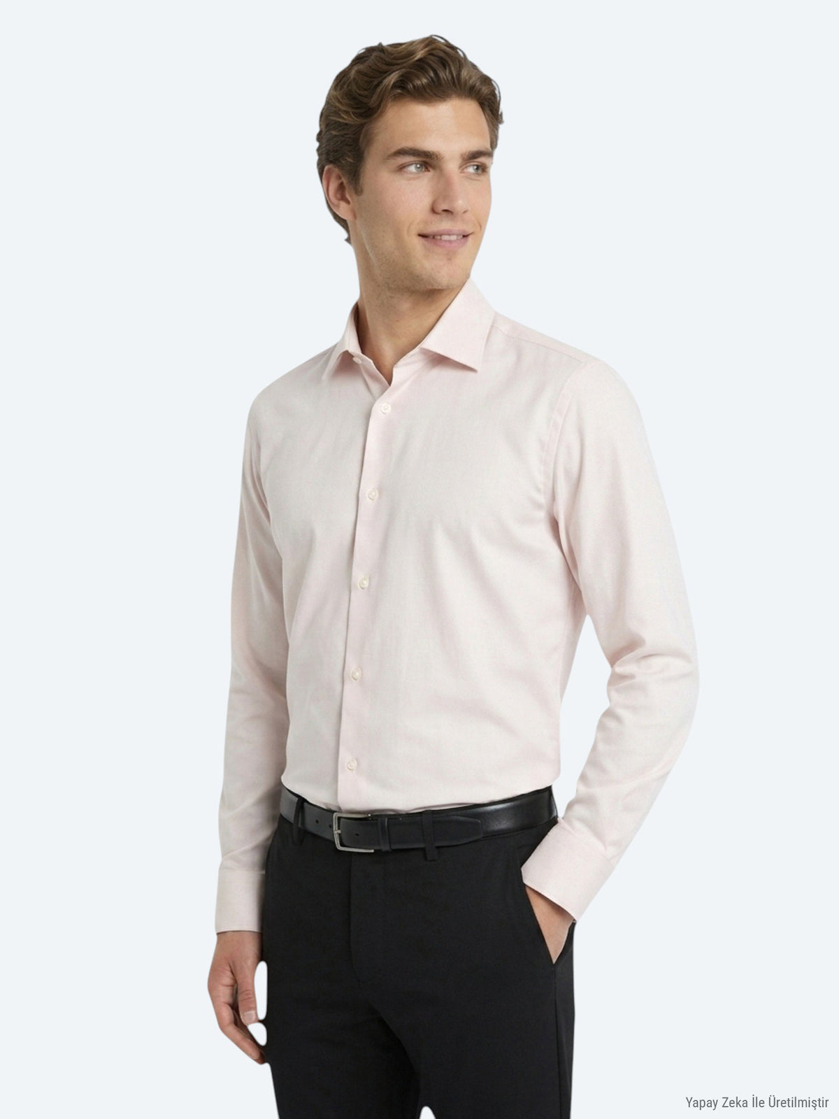 Bej Düz Regular Fit Uzun Casual Gömlek