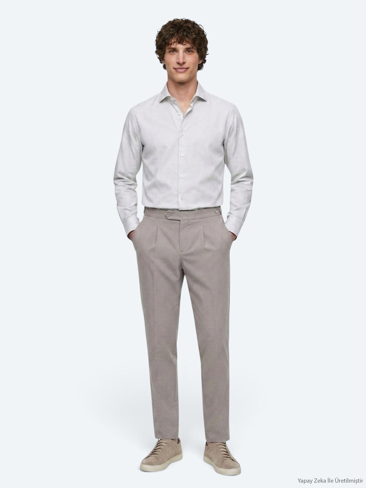 Vizon Düz Dokuma Regular Fit Casual Pamuk Karışımlı Pantolon
