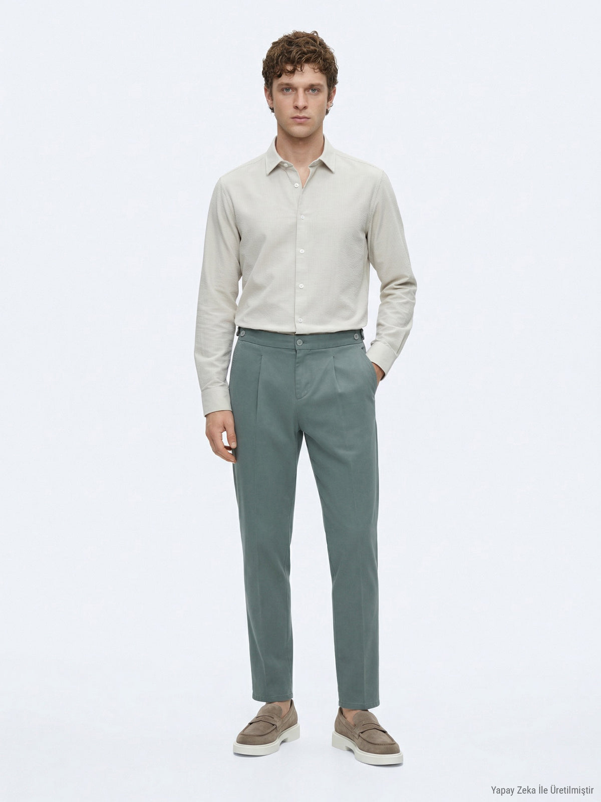 Mint Düz Dokuma Regular Fit Casual Pamuk Karışımlı Pantolon