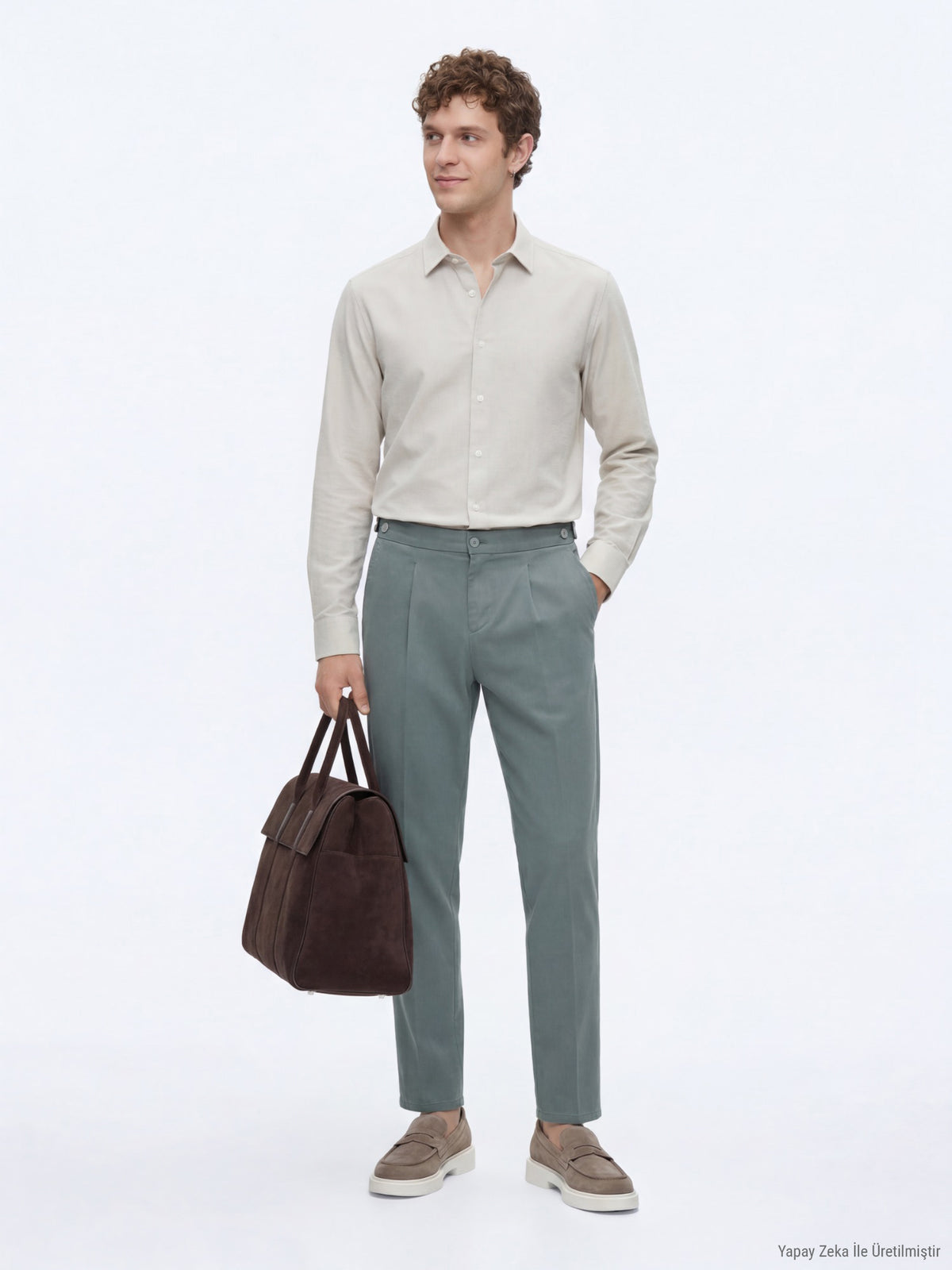 Mint Düz Dokuma Regular Fit Casual Pamuk Karışımlı Pantolon