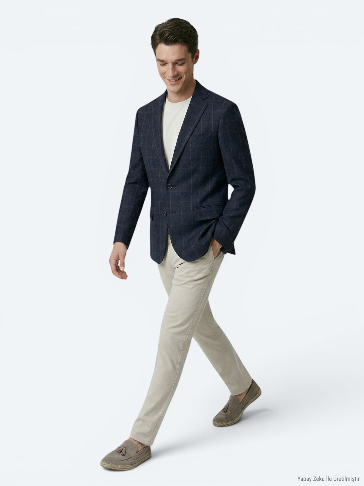 Lacivert Mikro Modern Fit Yün Karışımlı Ceket