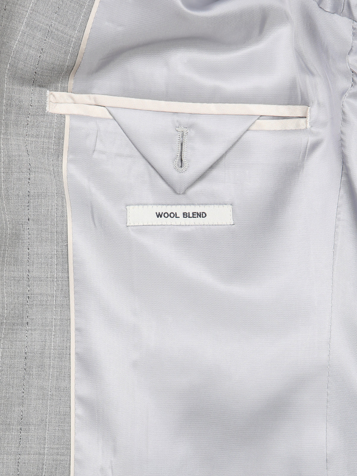 Gri Çizgili Modern Fit Yün Karışımlı Takım Elbise