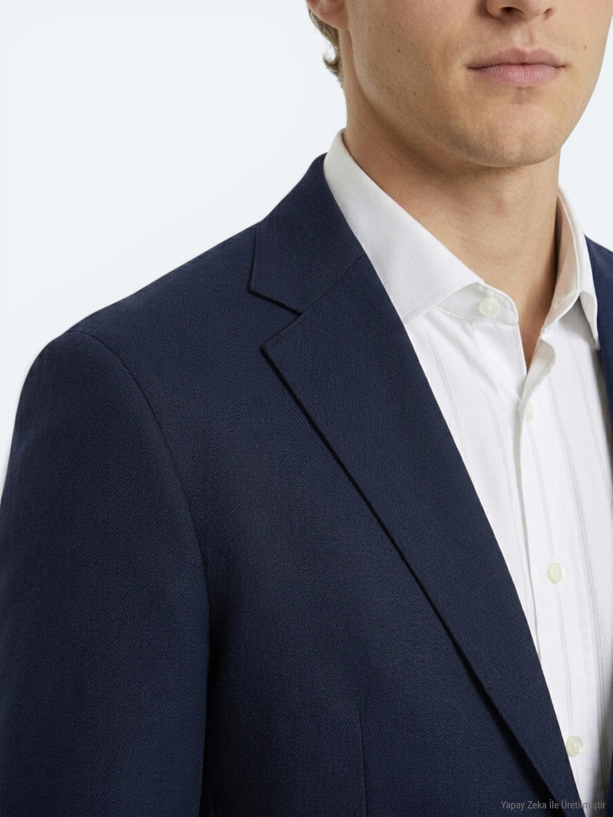 Lacivert Mikro Modern Fit %100 Yün Ceket